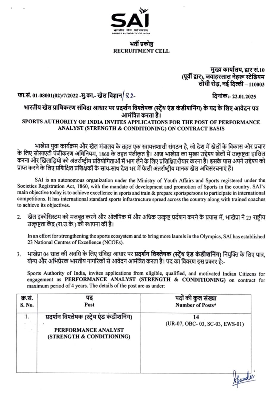 Sports Authority of India Bharti 2025