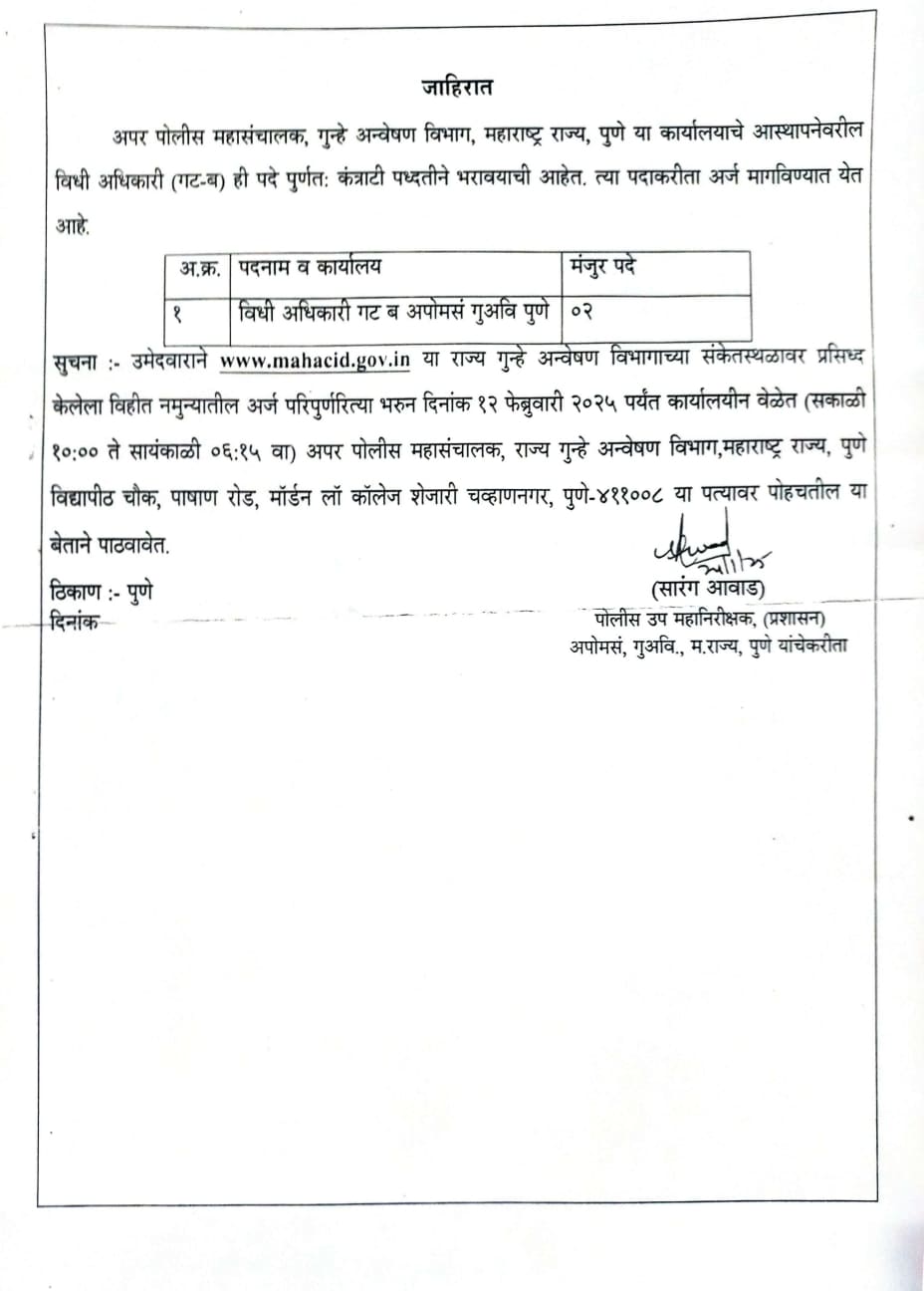 Maha CID Pune Bharti 2025