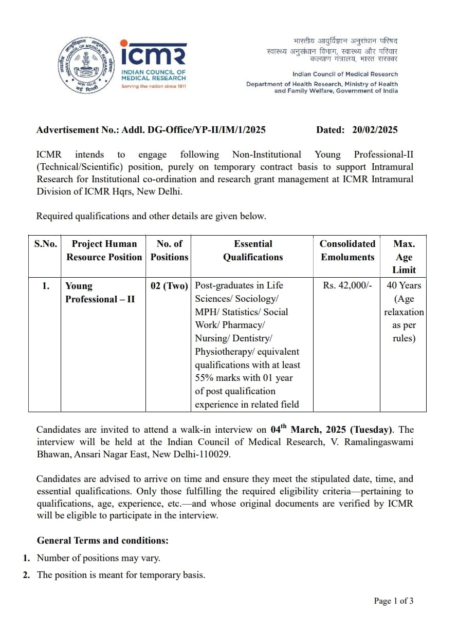 ICMR Recruitment 2025