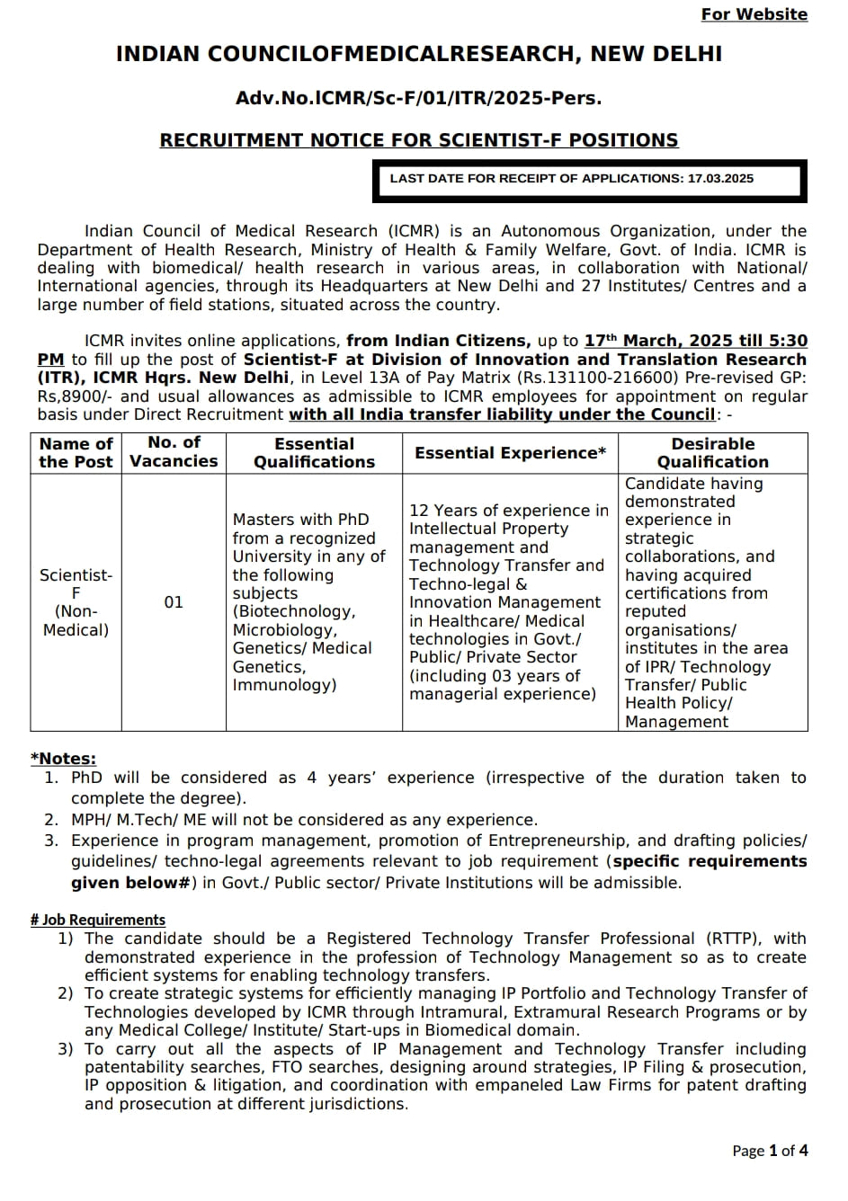 ICMR Recruitment 2025