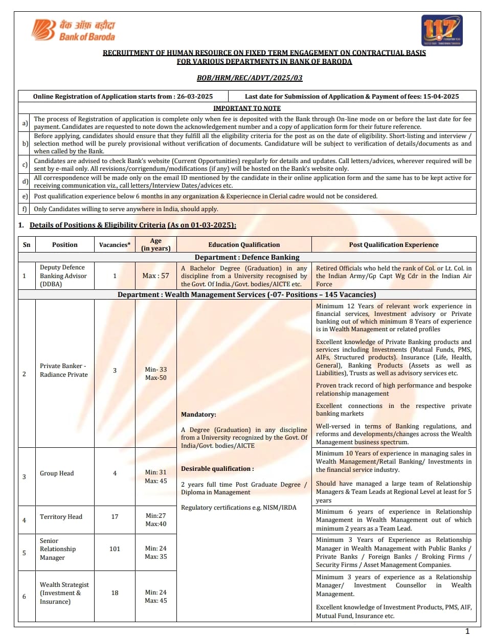 Bank Recruitment 2025