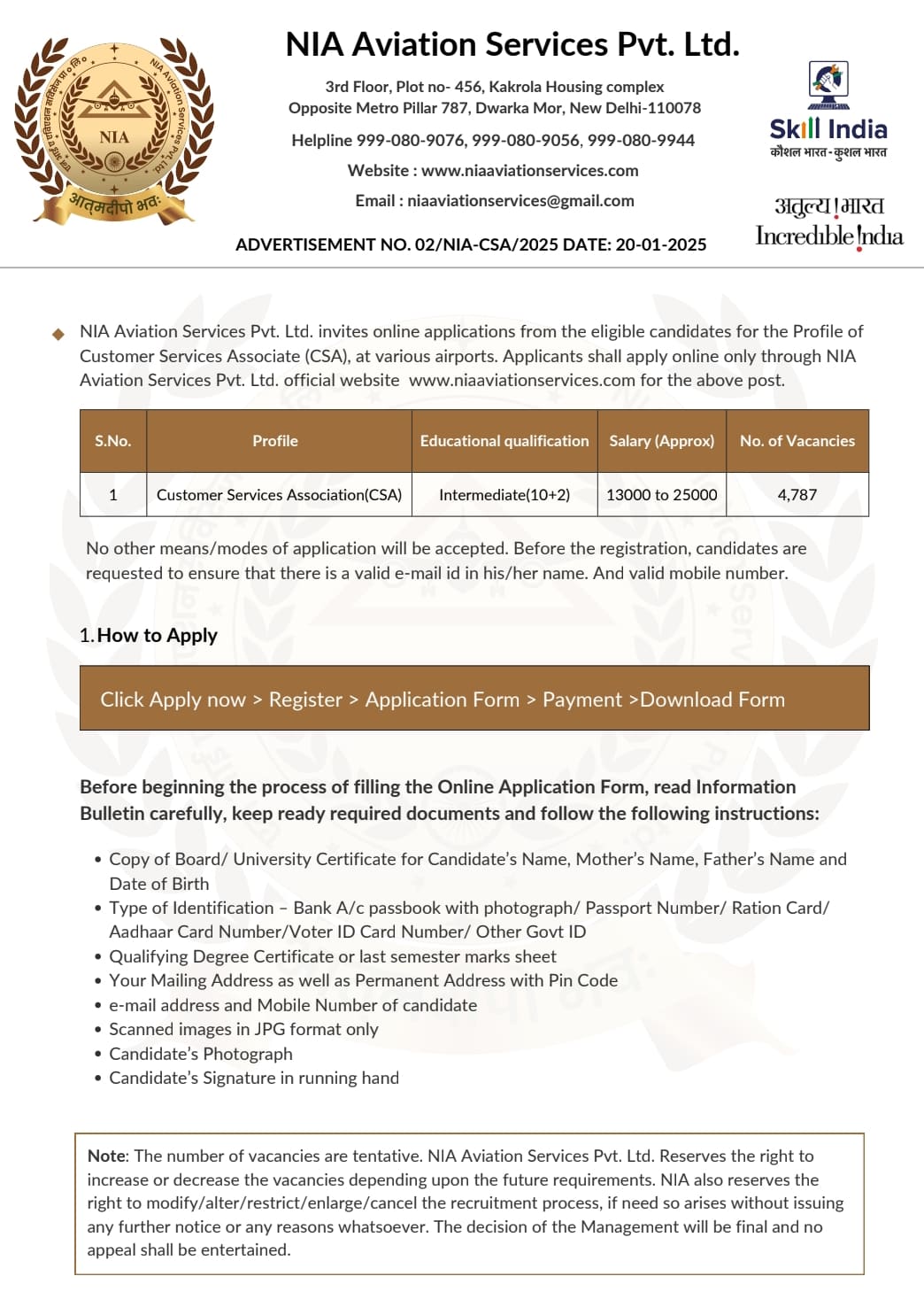NIA Aviation Services Recruitment 2025
