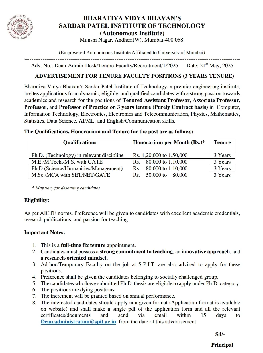 Bharatiya Vidya Bhavan Mumbai Bharti 2025: Official advertisement has been published for the recruitment of various posts in Bharatiya Vidya Bhavan. Applications are invited from interested candidates who want to get a job in this department. This is a great opportunity to get a job in Bharatiya Vidya Bhavan department. Interested and eligible candidates should apply for this recruitment immediately. Detailed information and pdf of the recruitment are provided below. Before applying, read the pdf carefully and apply.