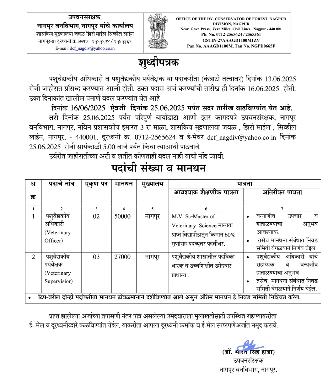 Van Vibhag Recruitment 2025 Maharashtra